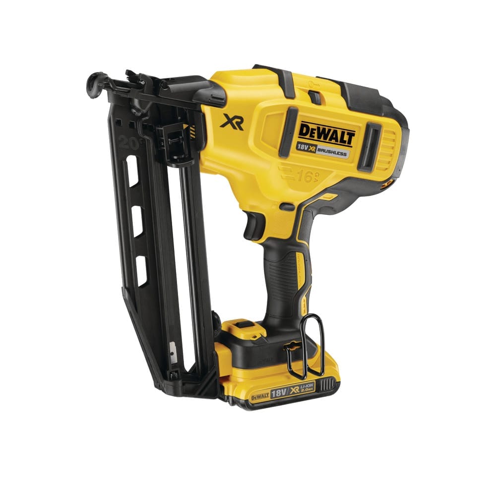 DEWALT 18V XR 16Ga Finish Nailer 2.0Ah, 32mm-63mm Brad Nails