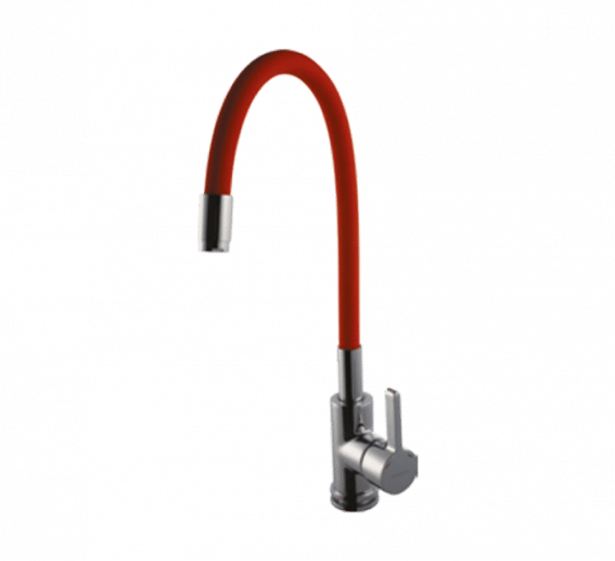 Hindware Single Lever Sink Mixer With Flexible Spout (Red)